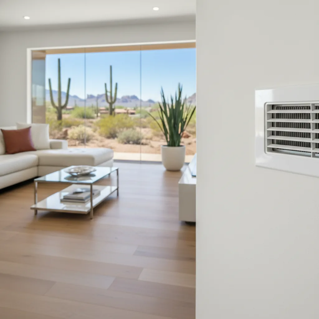 Clean indoor air vent prepared for duct cleaning service.