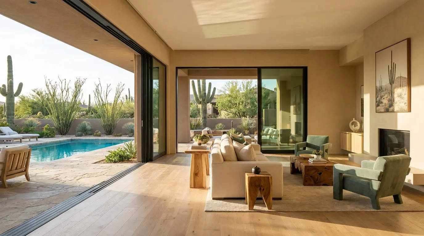 A polished luxury living room prepared for residential cleaning service.