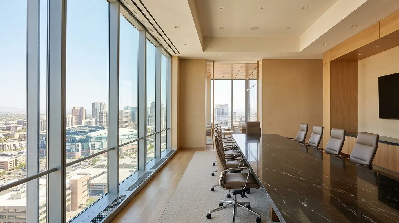 A polished professional office prepared through commercial janitorial service.
